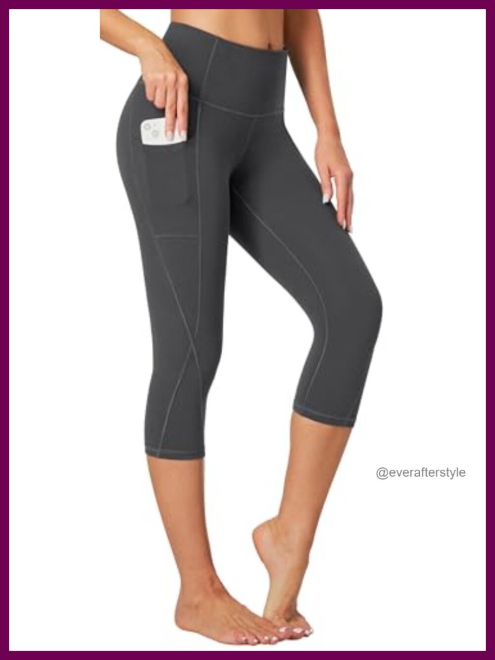 High Waisted Capri Leggings with Pockets Tummy Control Yoga Pants 4-Way Stretch